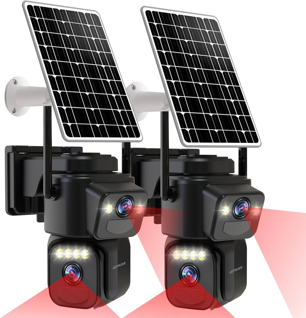 Security Cameras Outdoor WiFi,5G/2.4G Cameras for Home Security Solar Power with Dual Lens,Motion Detection,Night Vision,2-Way Audio,Weather Proof,No Subscription Fee