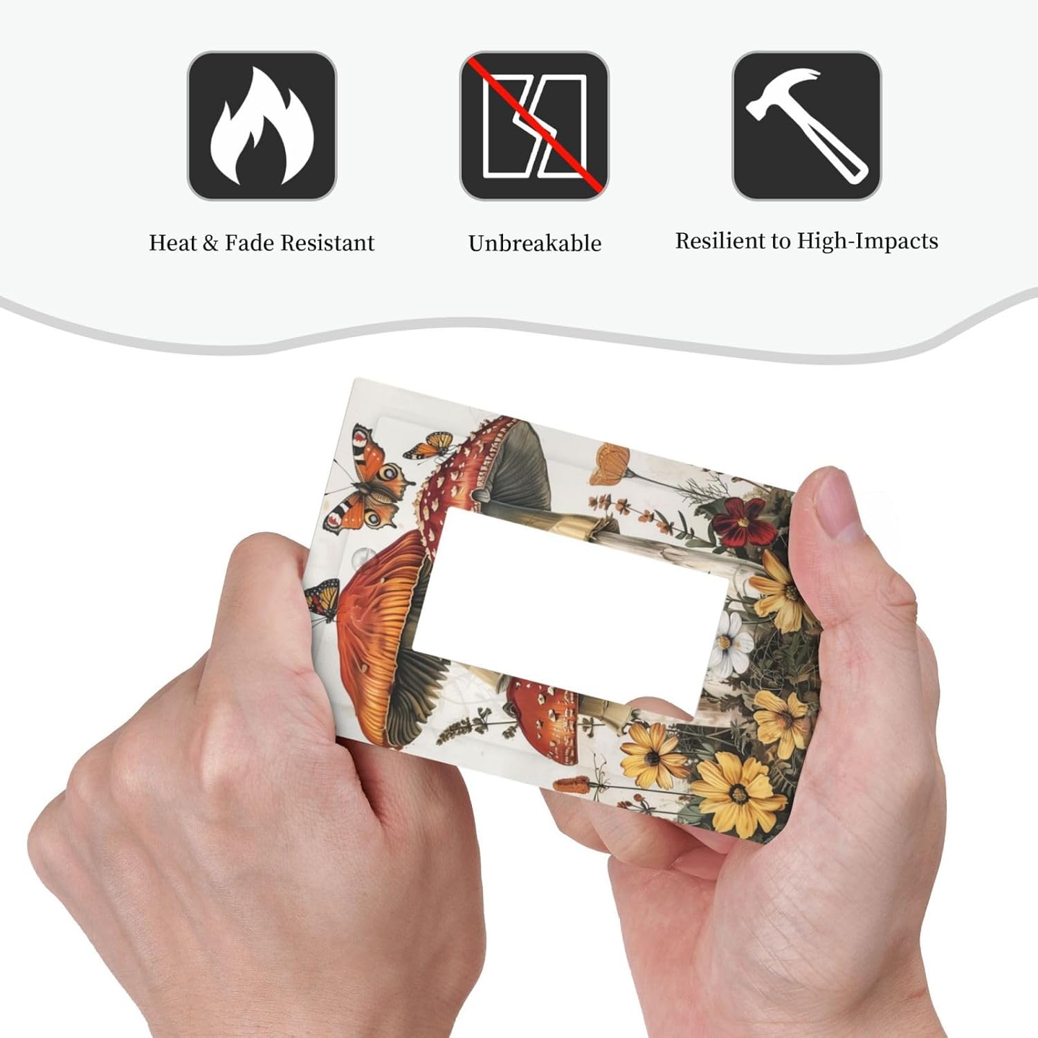 Decorative Outlet Covers Mushroom Forest Butterfly Wild Flower 1 Gang Single Rocker Light Switch Cover Plate Wall Plates Gfci Faceplate For Bed Room Living Room Decor