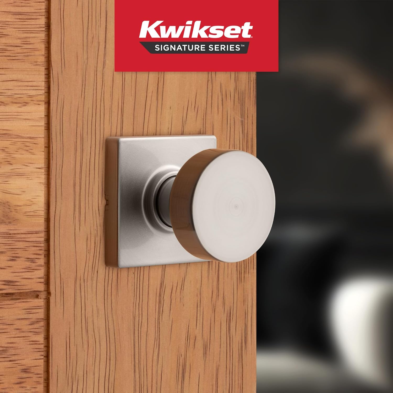 Kwikset Pismo Interior Passage Door Knob, Handle For Closet and Hallway Doors, Non-Locking Doorknob in Satin Nickel, with Microban Protection