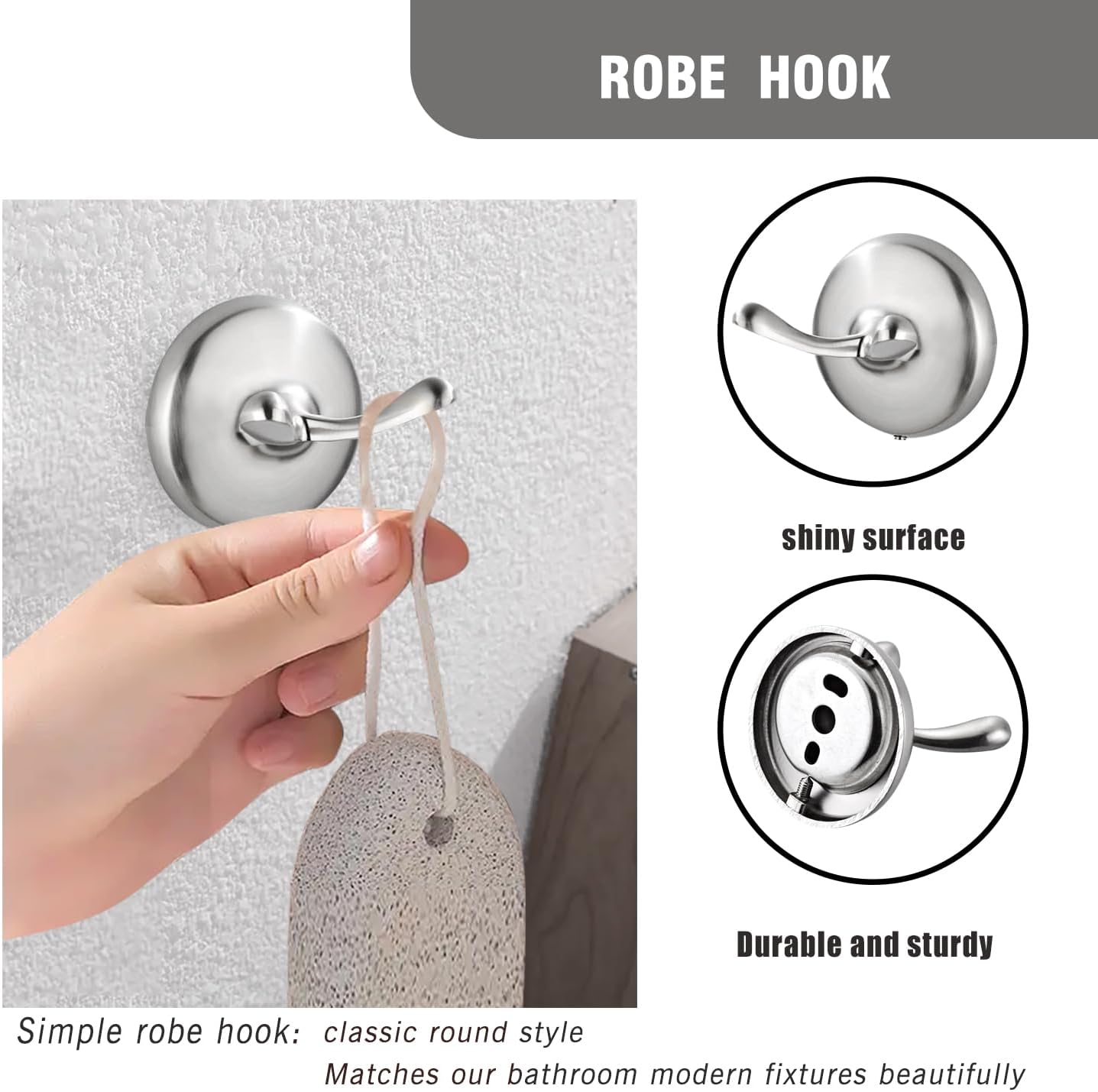 4-Piece Bathroom Hardware Set: Brushed Nickel Bathroom Accessory Set, Towel Bar,Towel Ring,Toilet Paper Holder,Robe Hook, Wall Mounted,Optional Install Longer or Shorter Towel bar