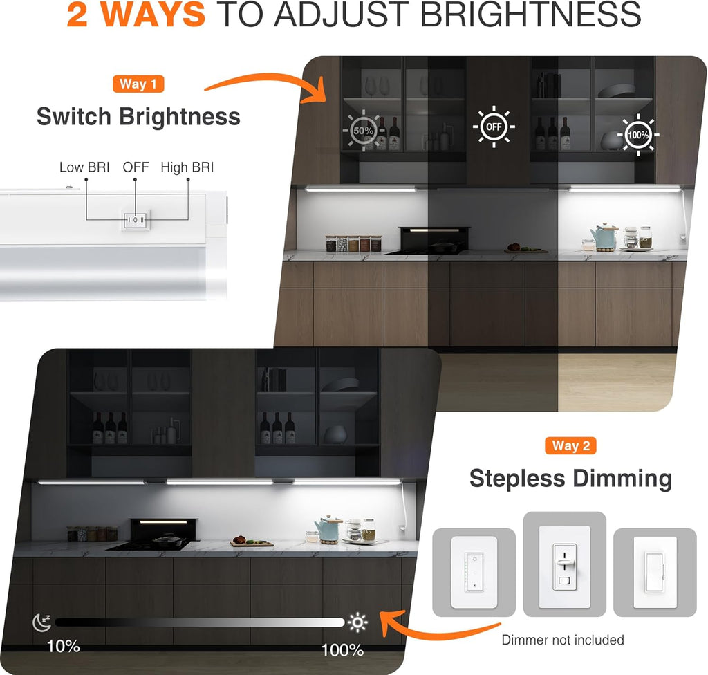 36inch Linkable Under Cabinet Lighting Hardwired Plug-in, Wired led Under Cabinet Lights with 5 CCT (2700/3000/3500/4000/5000) & Dimmable, Under Counter Lights for Kitchen, 18W, 1800LM, 1 Pack