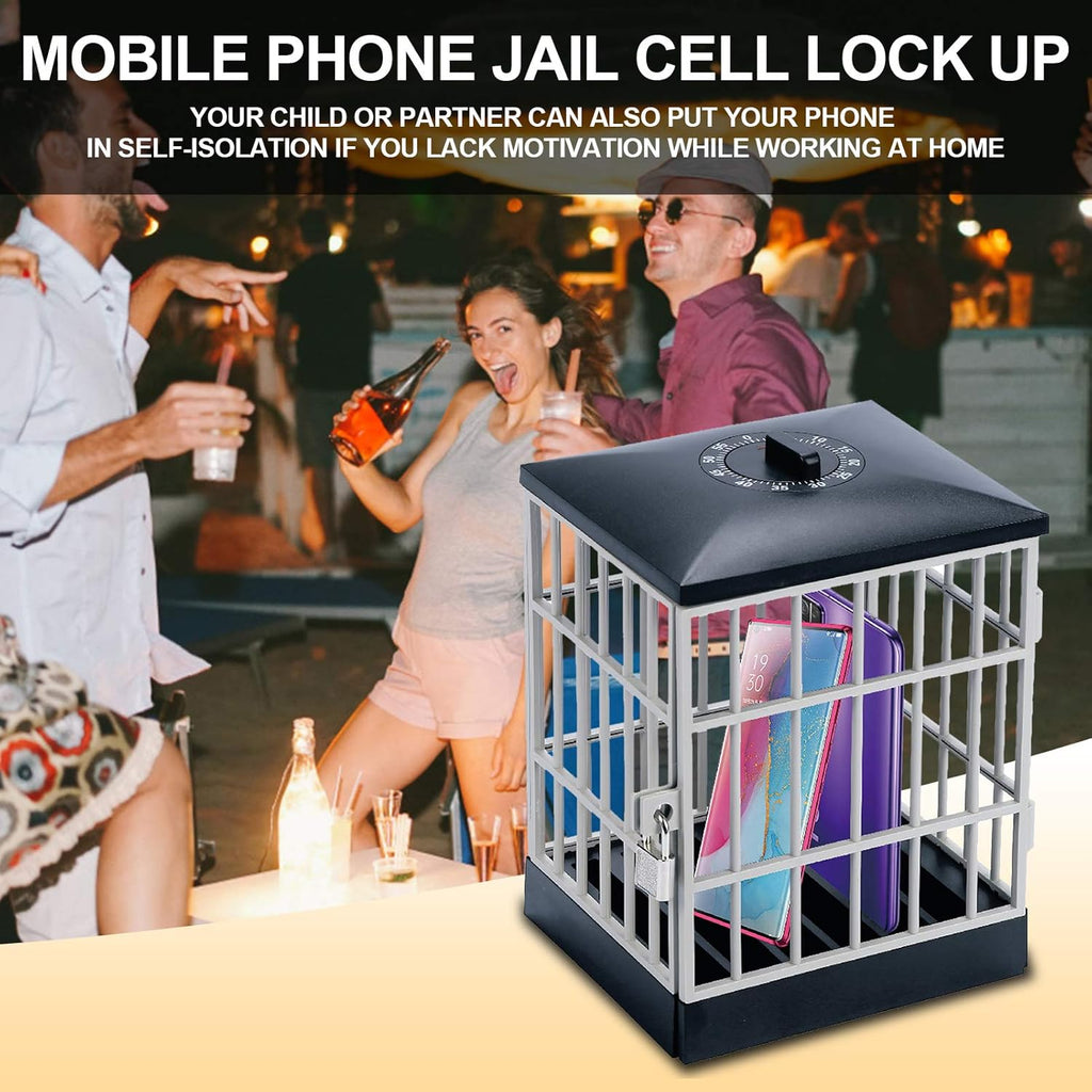 Phone Lock Box, Timer Control Cell Phone Jail with Security Lock Mechanism for Kids Homework Office Home Use, Holds 5 Mobile Phones (A)