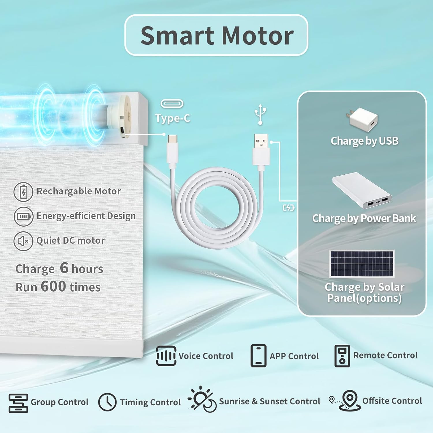 Motorized Blinds with Remote Custom Size Blackout Smart Roller Shades Compatible with Alexa Google, Electric Blinds for Windows