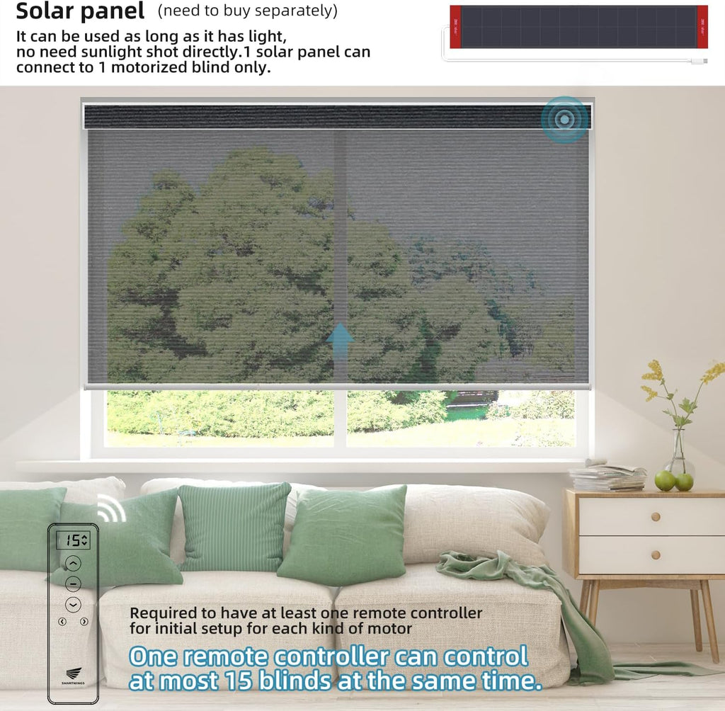 SmartWings Motorized Light Filtering Roller Shades 60% Blackout Work with Matter Homekit Alexa Z-Wave ZigBee SmartThings Google, Cordless with Remote Control, Twilight Obsidian