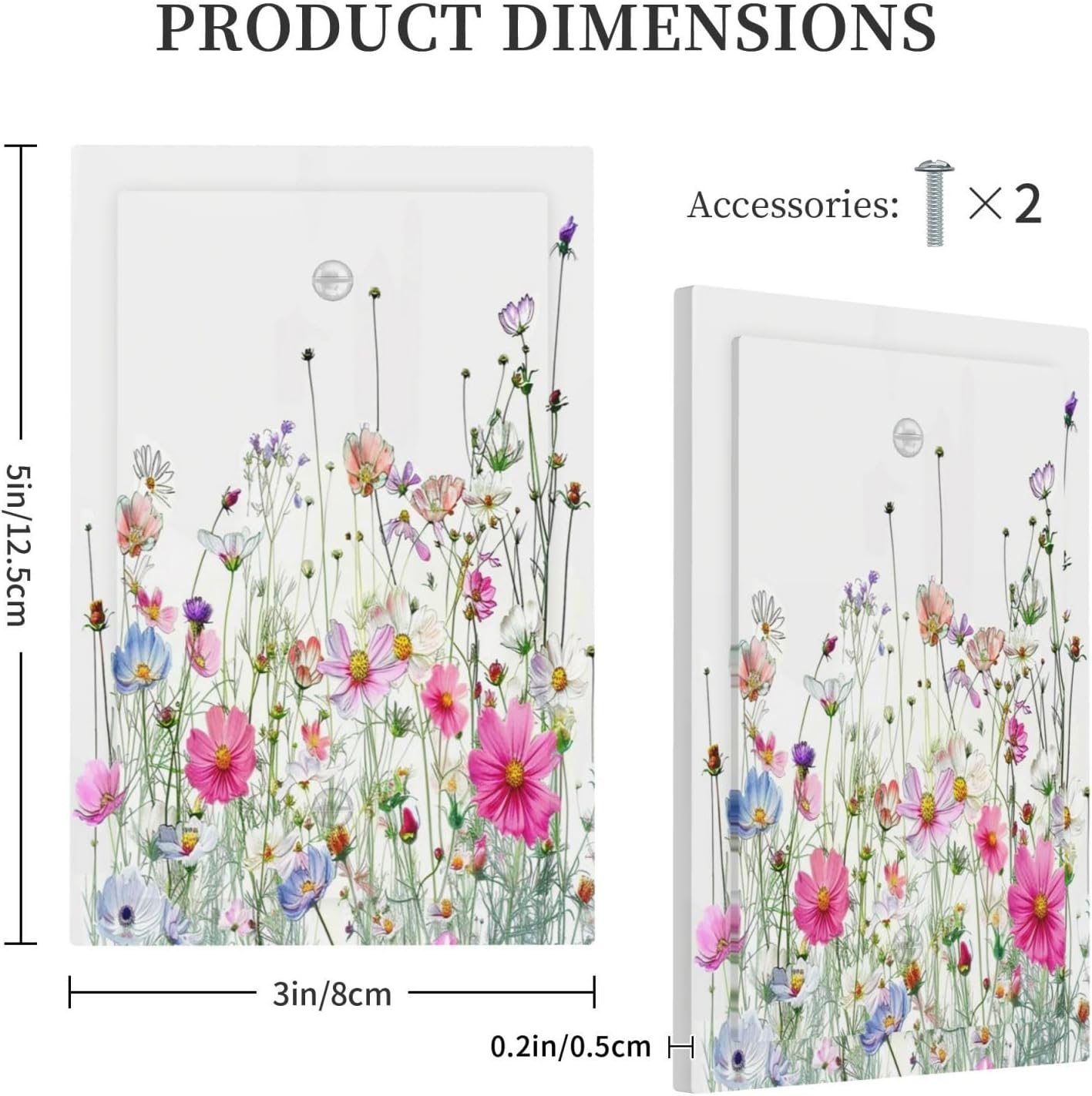Light Switch Cover Plate Boho Colorful Flowering Plant Wild Flower 1 Gang No Device Blank Electrical Wall Plates Faceplate Decorative Switch Plate For Bed Room Living Room Decor