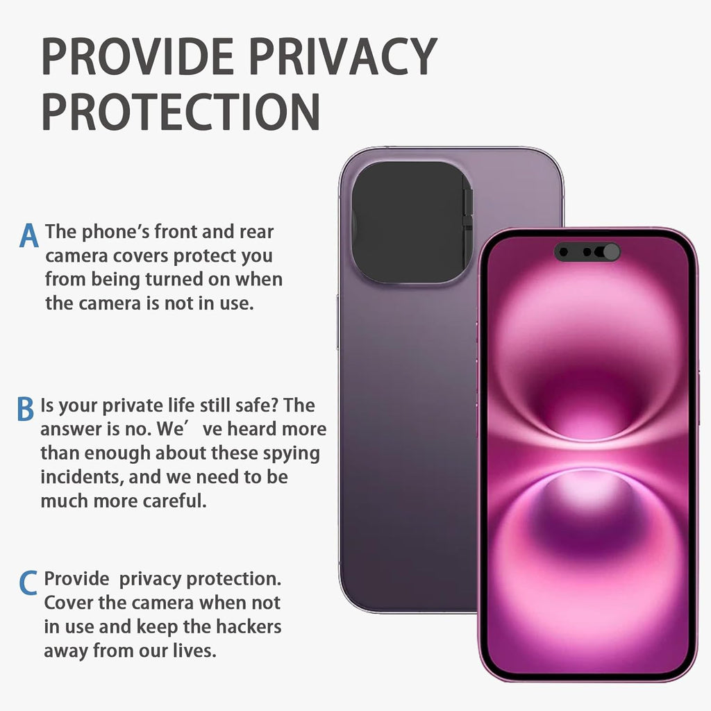 Front Camera Cover Compatible for 14 Pro/iPhone 14 Pro Max with Rear Lens Cover,Protect Privacy and Security But Not Affect Facial Recognition（2Pack）