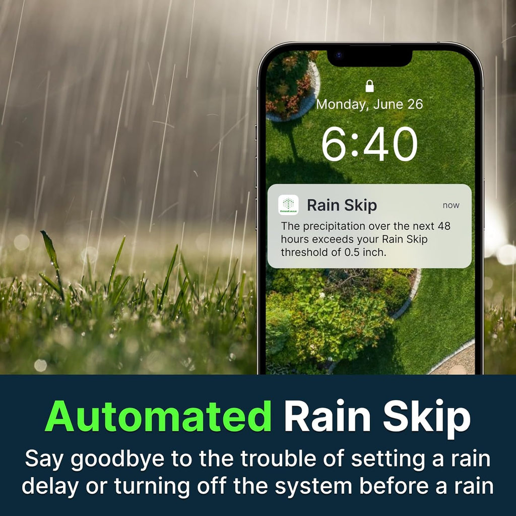 ImoLaza ET Master 4th Gen Smart Sprinkler Controller: Upgraded 4-Zone WiFi Irrigation Controller with Automated Watering, App Control, Smart Weather Skips and Fault Alerts