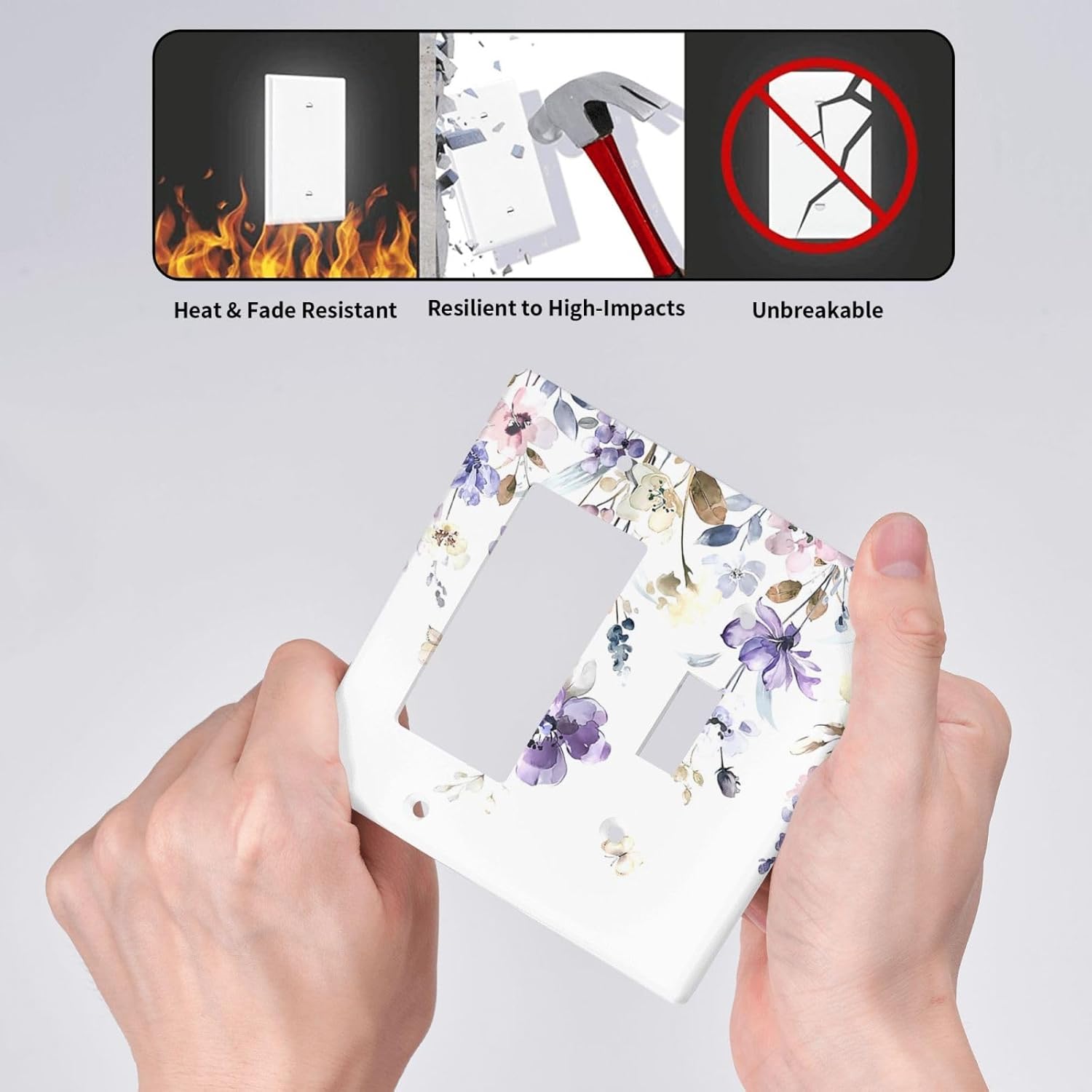 Outlet Covers Purple Floral Lilac Watercolor Flower Leaves Butterfly Wildflower 1 Toggle 1 Rocker Combination Decorative Wall Plate Light Switch Cover Plate Electrical Switch Plates for Bedroom Home