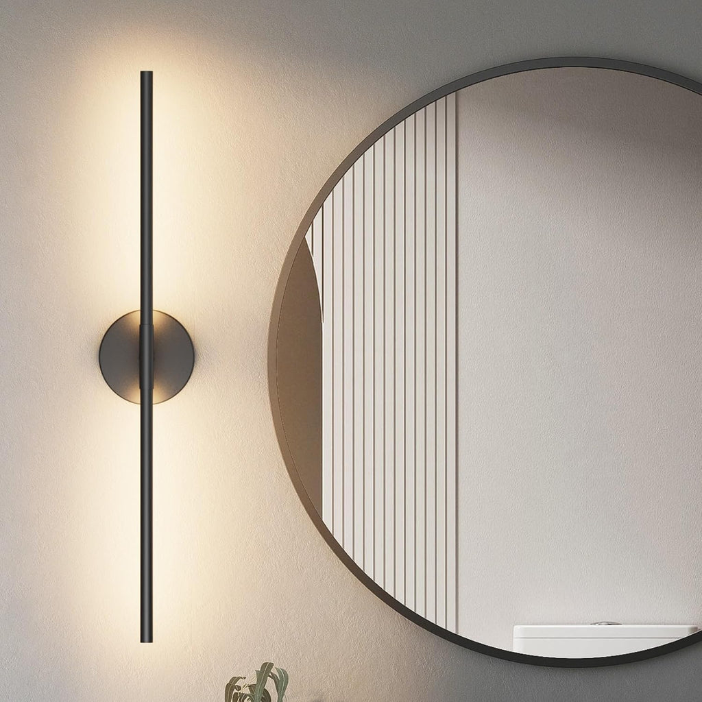 Black Wall Sconce for Bathroom 28In Hardwired Vanity Light Fixture 3000K Indoor Bathroom Sconce Over Mirror 360° Rotate for Living Room