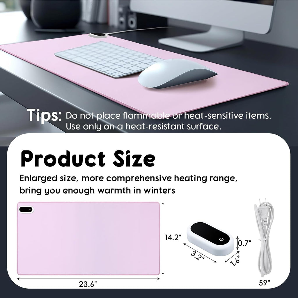 Konohan Heated Large Desk Mat PU Leather Warm Mouse Pad with 5 Heating Level & 4 Hour Auto Shut-Off Heating Keyboard Pad Warmer Gaming Mice Mat Only Supports 110v(Purple Color,23.6"x 14.2")