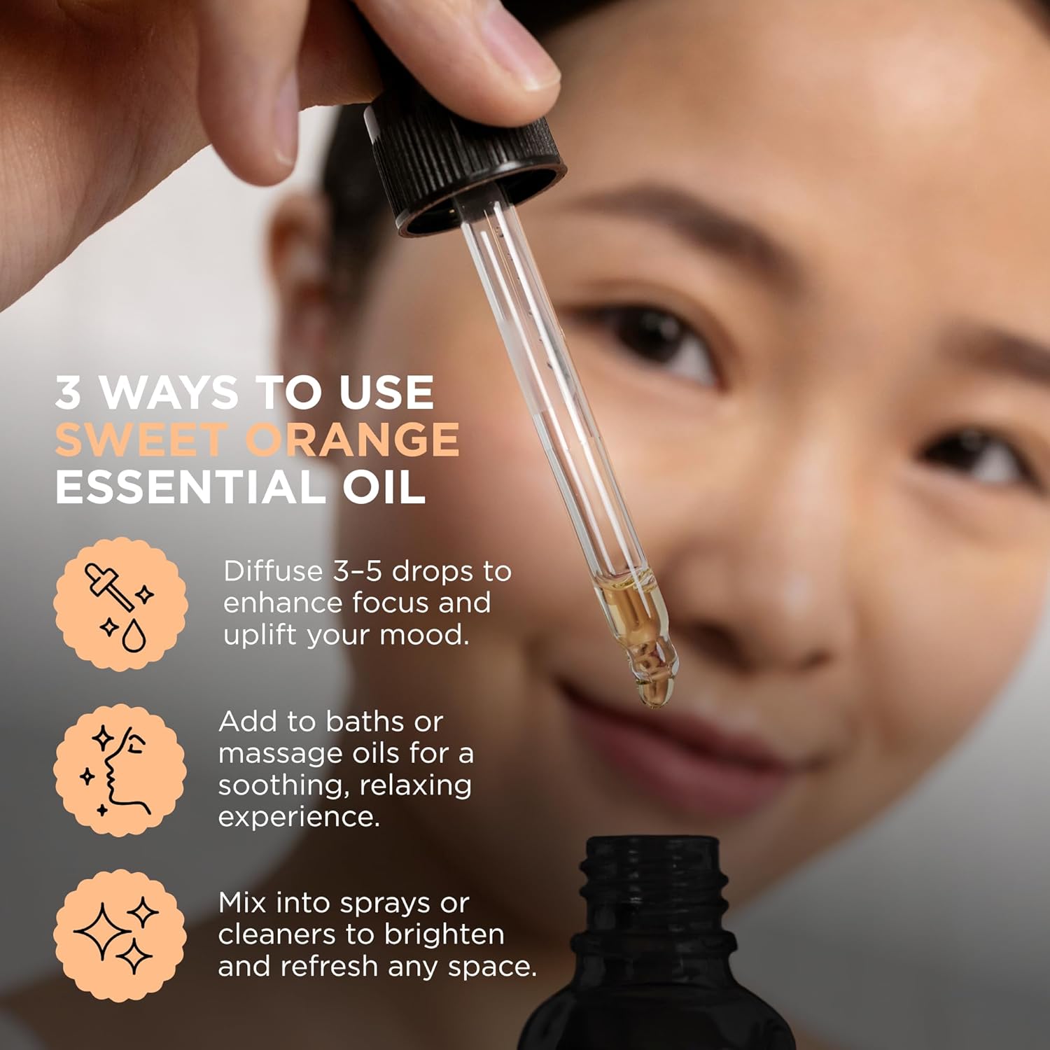 Sweet Orange Essential Oil - 1oz 100% Pure Citrus Oil for Diffuser and Aromatherapy with Energizing Scent, Natural Stress Relief, Mood Booster, Refreshing for Home and Skin Care