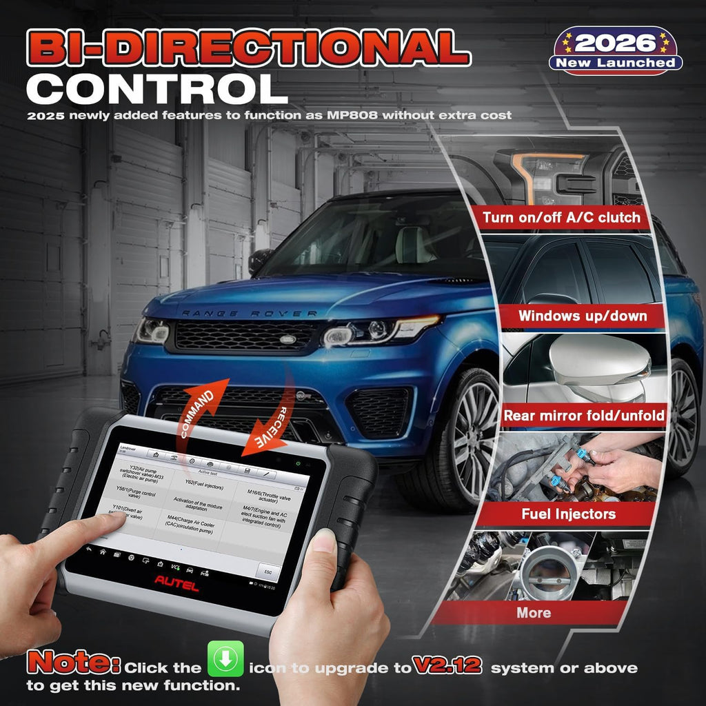 Autel Scanner MaxiCOM MK808BT PRO, 2026 Bidirectional Diagnostic Scan Tool as MK900BT, 2.0 BT Ver. of MK808S MX808S MX900 MK900, 3000+ Active Tests, 28+ Reset, Injector Coding, All Systems, FCA, OS 11