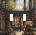 Library With A Lot Of Books Light Switch Covers Double Toggle 2 Gang Wall Plate Dual Decorative Switchplate Electrical Faceplate for Farmhouse Decor