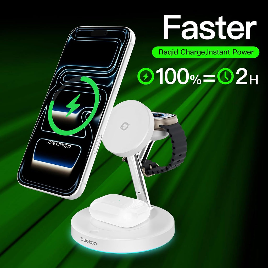 2025 3 in 1 Charging Station for Apple Compatible with Magsafe Charger Stand for iPhone 17 16 15 14 13 12 Wireless Charging Station for AirPods Wireless Charger for iWatch Series
