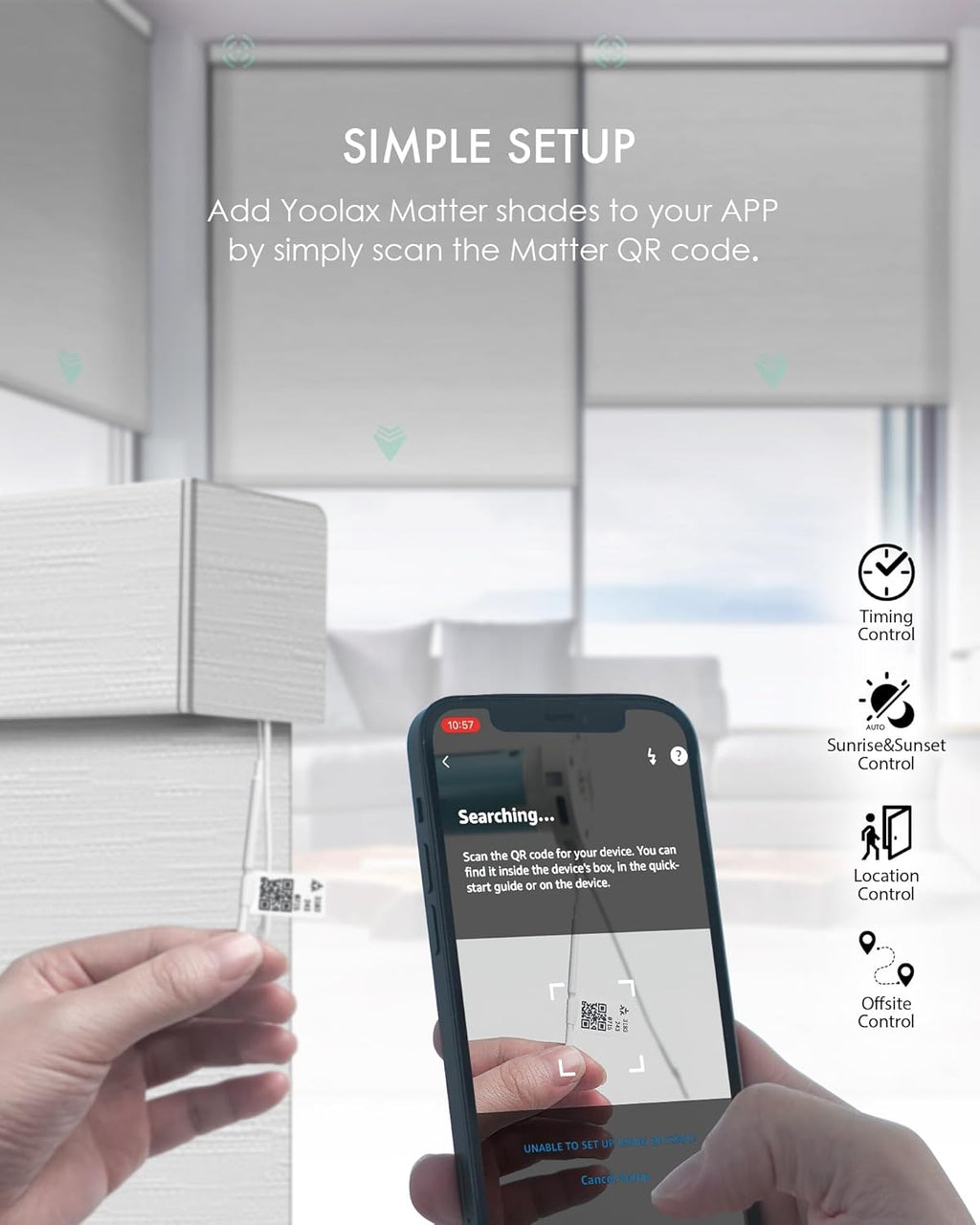 Yoolax Smart Blinds, Motorized Matter Roller Shades Light Filtering Automatic Blinds for Windows Motorized Shades Compatible with Alexa, Google Home, Homekit(Half Shading Jacquard White)