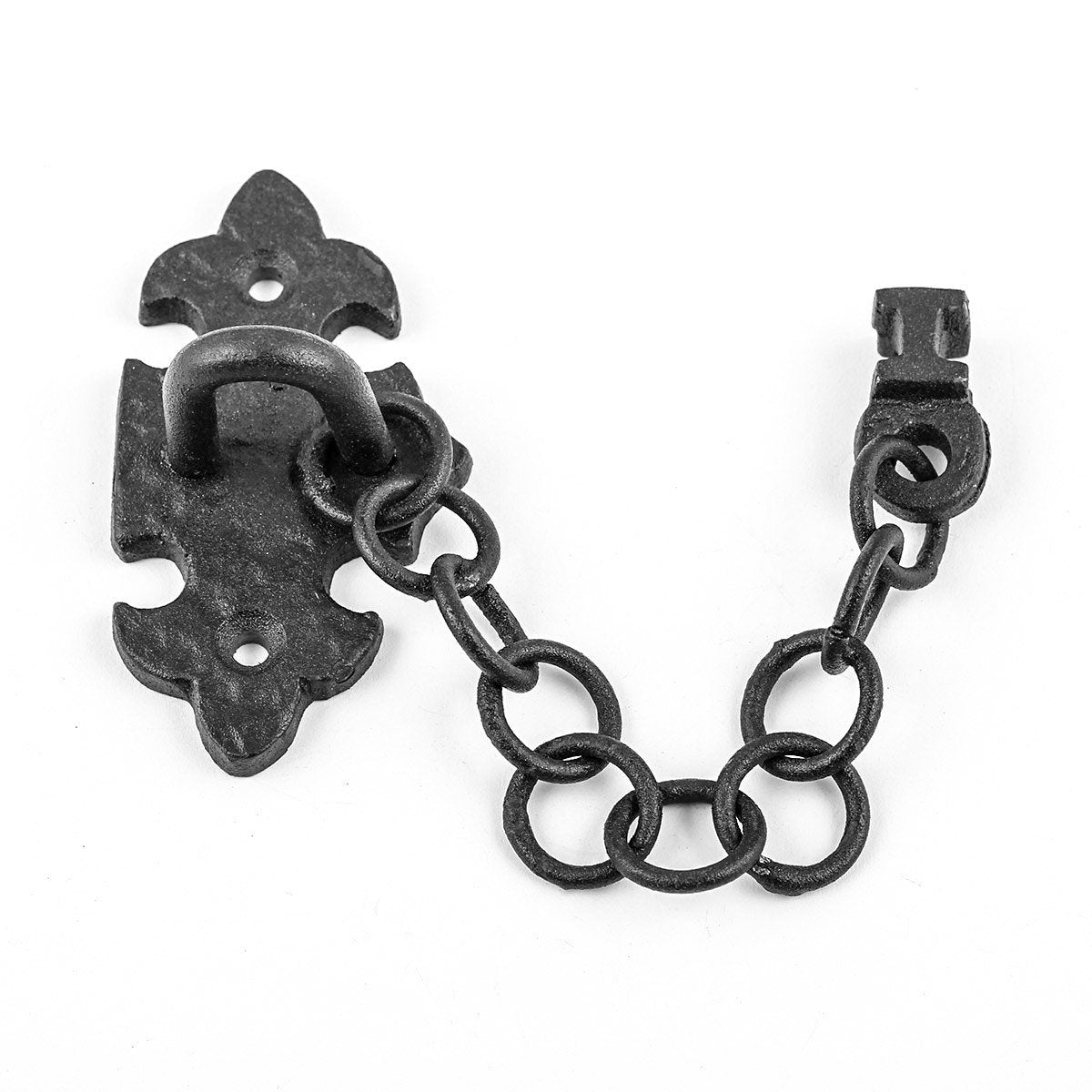 Renovators Supply Manufacturing Door Chain Lock 5 in Black Wrought Iron Chain Door Latch with Mounting Hardware