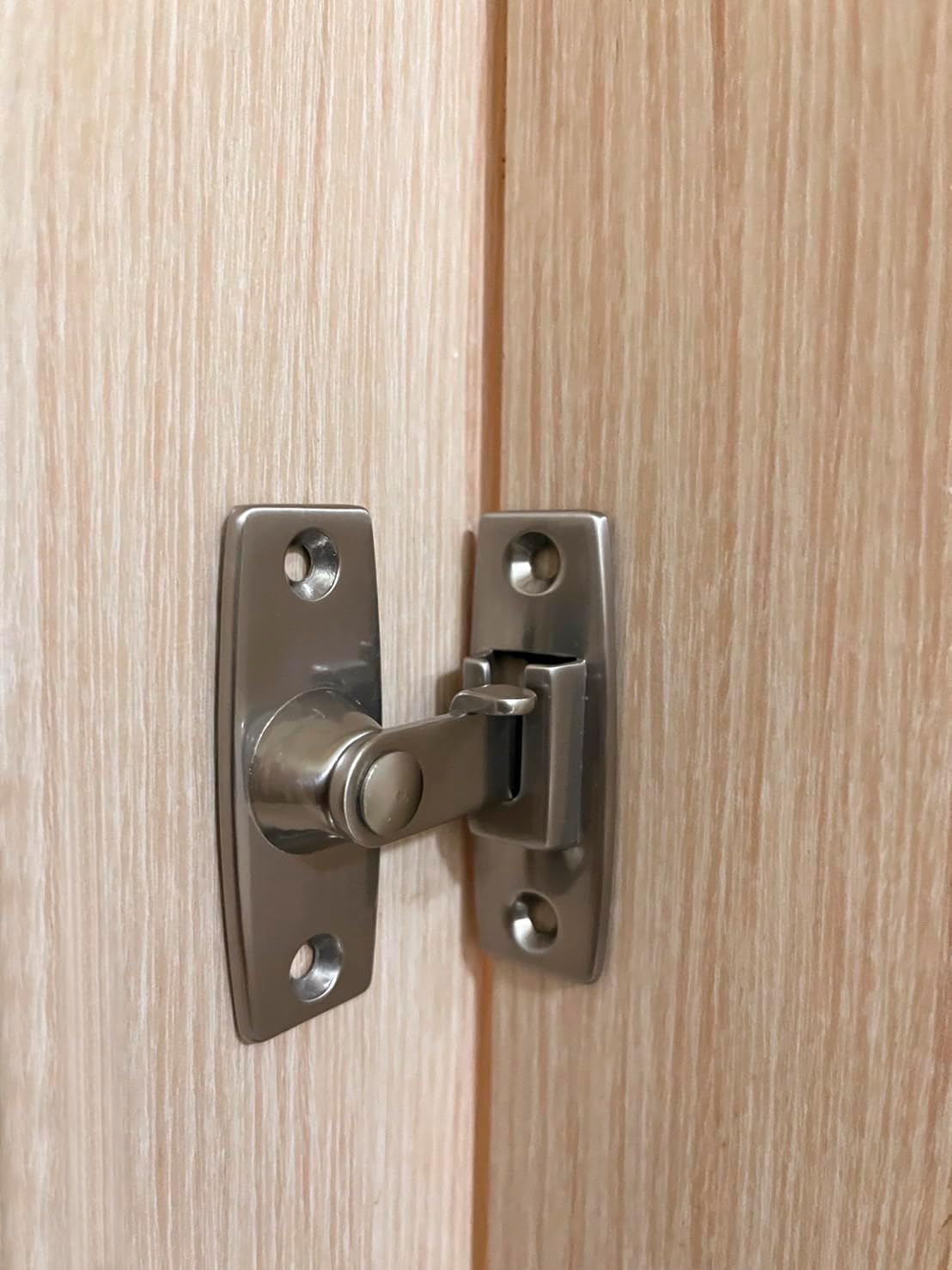 QCAA 2.5" Heavy Forged Solid Brass Door Latch, 90 Degree Right Angle Door Latch Buckle for Doors & Windows, Brushed Nickel, 1 Pack, Made in Taiwan