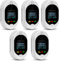 5PCS 4-in-1 Carbon Monoxide & Natural Gas Detectors with Temperature/Humidity LCD Display, Plug in Co Leak Detector Propane Monitor for Home Travel RV Essentials, Sound Alarm Over 85dB