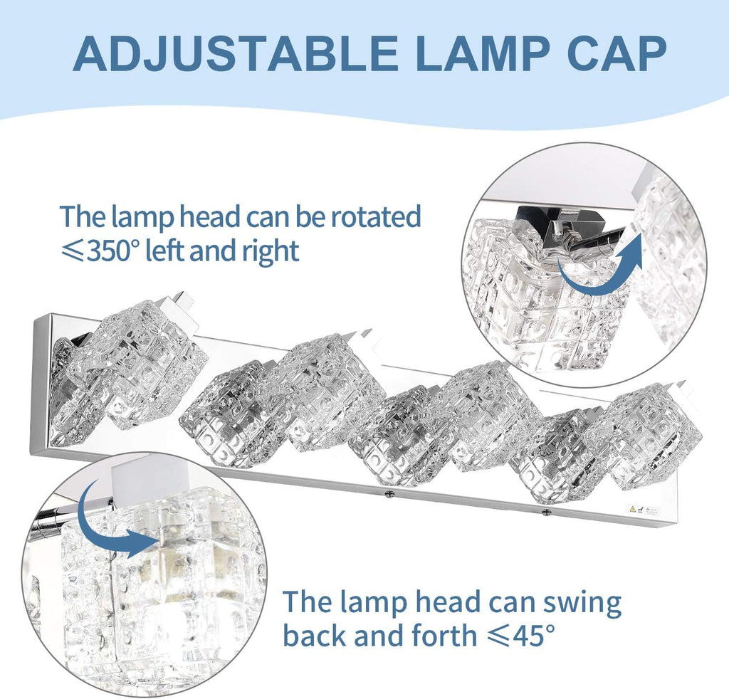 TRLIFE Bathroom Vanity Light Fixtures, 26inches Crystal Vanity Light Fixture Modern Bathroom Lights Over Mirror 4 Lights Vanity Light for Bath Room