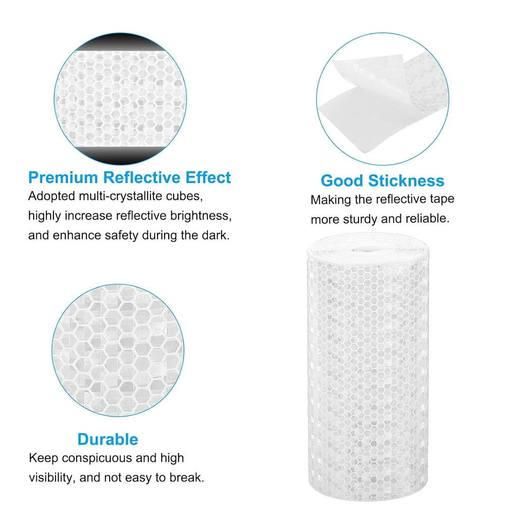 PATIKIL 6 Inch x 33 ft Reflective Tape, 1 Roll Waterproof Self Adhesive High Visibility Caution Warning Safety Tape Reflector with Scraper for Trucks Trailers Cars, White