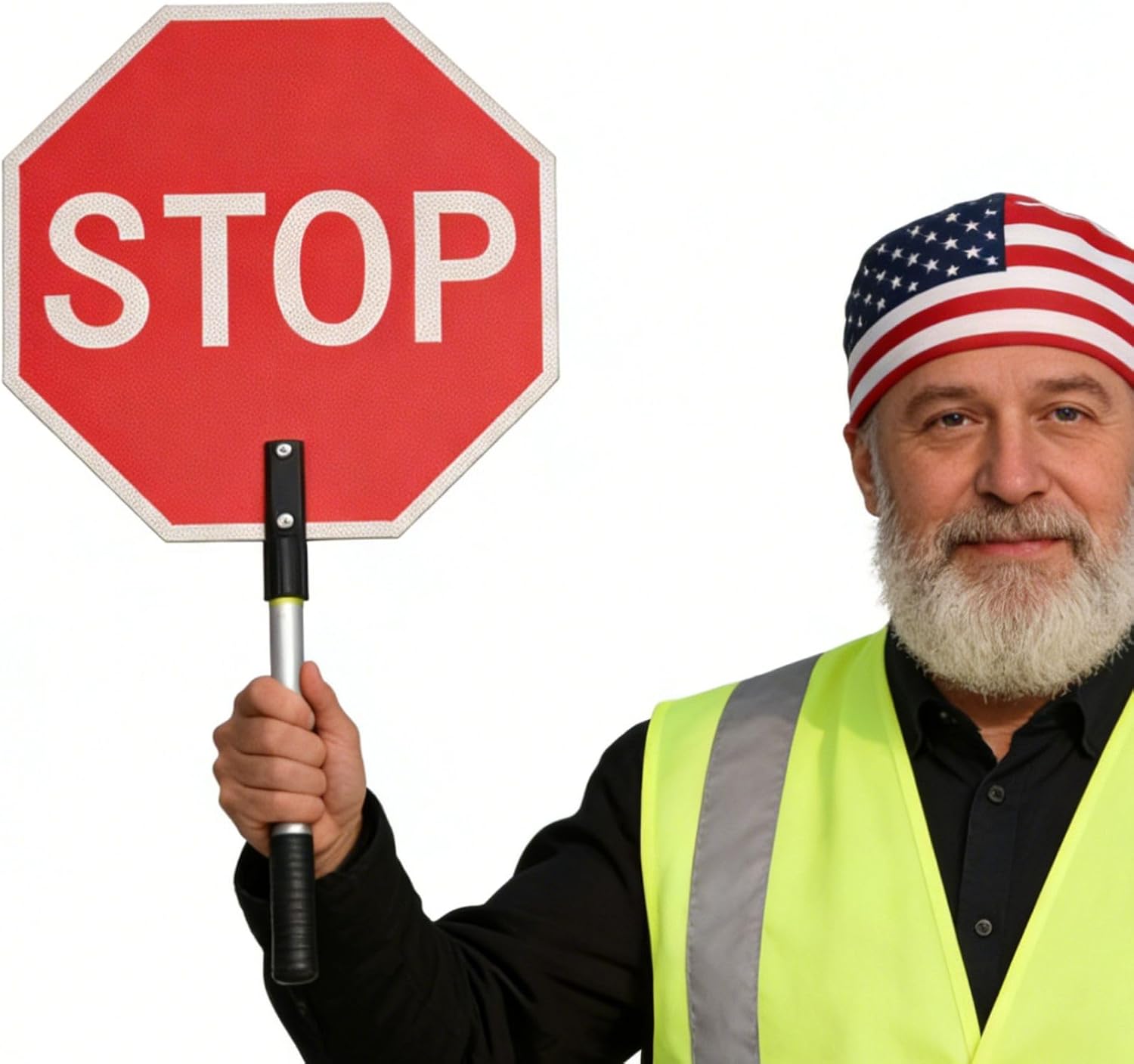 BESEA 12 Inch Handheld STOP & SLOW Sign, Double-Sided Reflective Paddle for Traffic Control, School Crossings, Construction Zones, Durable Non-Telescopic Handle, High-Visibility Safety Sign