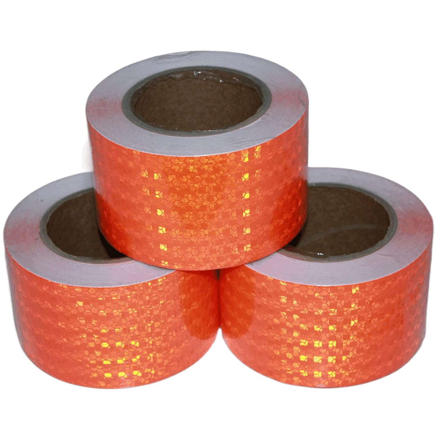 Orange Reflective Tape Outdoor Waterproof 3 inch Wide, High Visibility Industrial Marking Tape, Safety Adhesive Stickers (68 feet,3 Rolls)