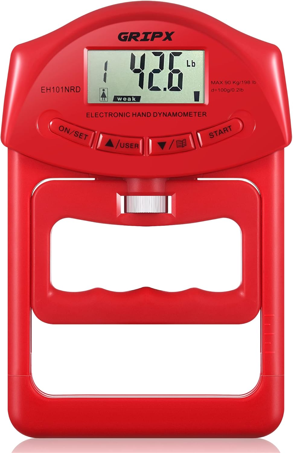 GRIPX Digital Hand Dynamometer Grip Strength Measurement Meter Auto Capturing Electronic Hand Grip Power 198Lbs / 90Kgs