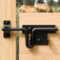 Heavy Duty Slide Bolt Gate Latch for Wooden Fence, 2 Way Barn Door Latch with Padlock Hole, Offset and Flush Mounted Gate Latch for Outdoor Gates/Yard Fence/Shed Door, Black, 1 Pack