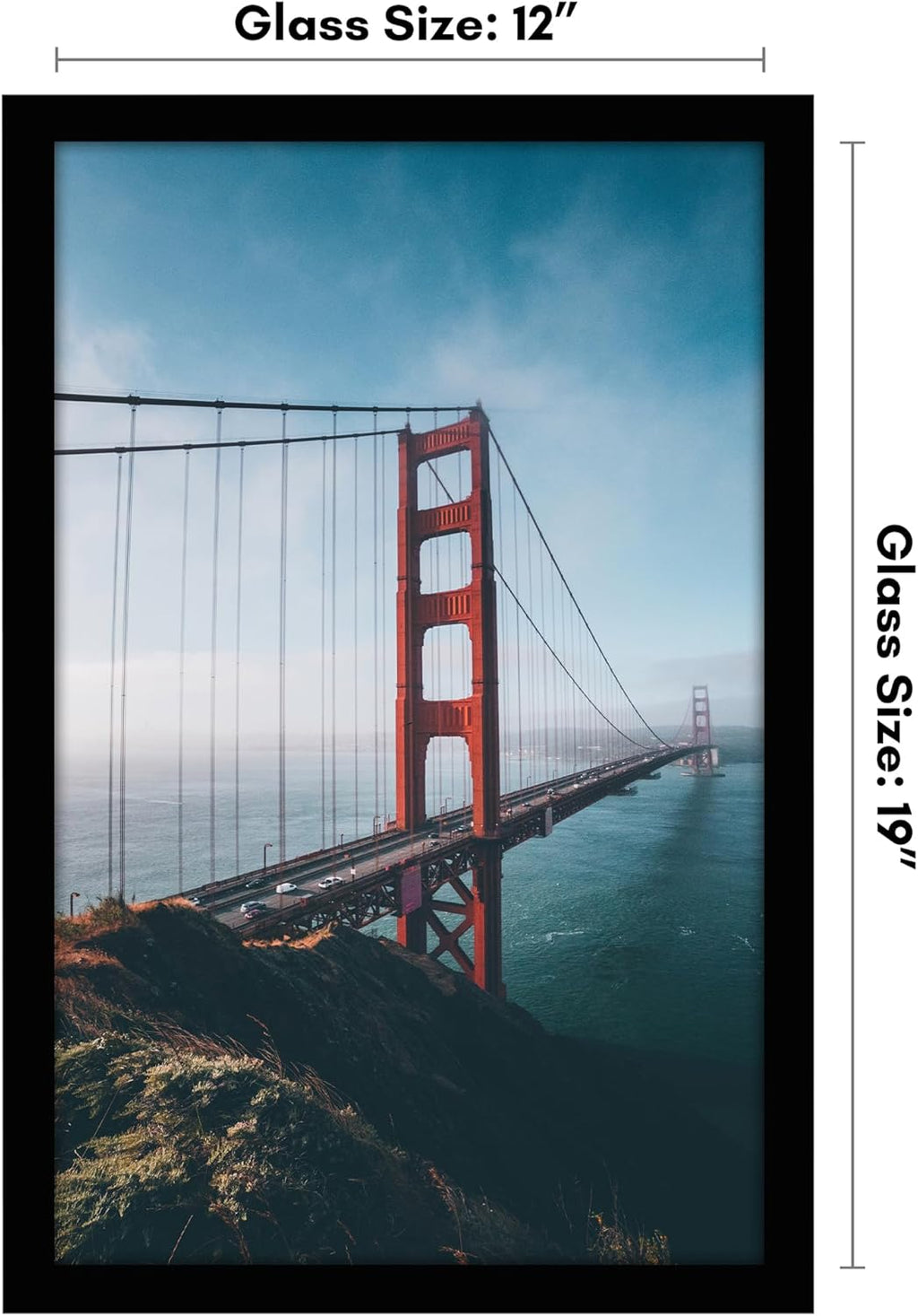 Americanflat 12x19 Picture Frame with Shatter-Resistant Glass - Signature Collection - Gallery-Style Frames Made of Engineered Wood - Photo Frame for Wall Display - Black