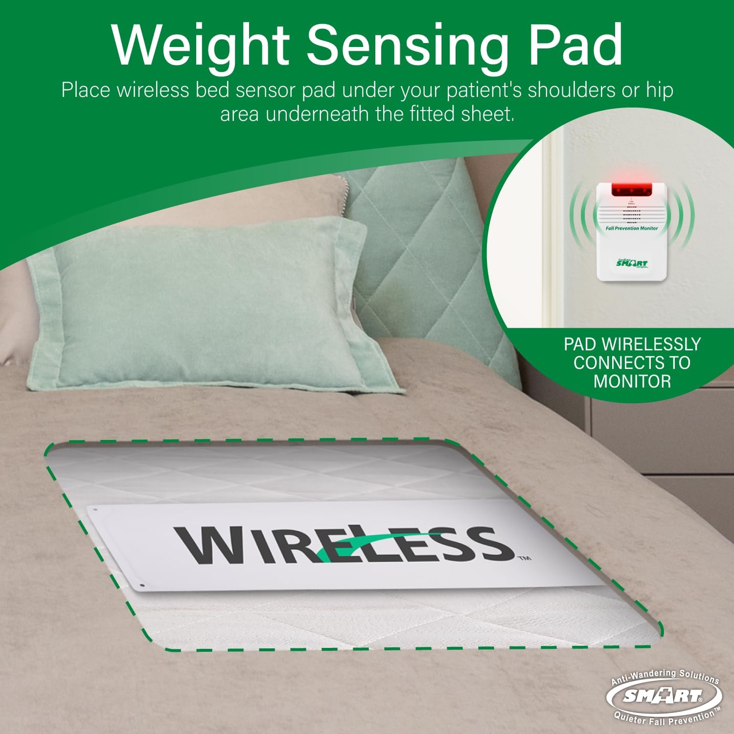 Smart Caregiver Cordless Bed and Chair Exit System - No Alarm in Resident's Room! Smart Caregiver 433BC1AC-SYS