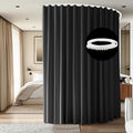 Room Divider Ceiling Mounted Curtains Track Sets Extra Wide Blackout Curtain Flexible Tracks for Bedroom Privacy Partition Separator, 1Panel Black Drape and White Rail, W10 x H10ft