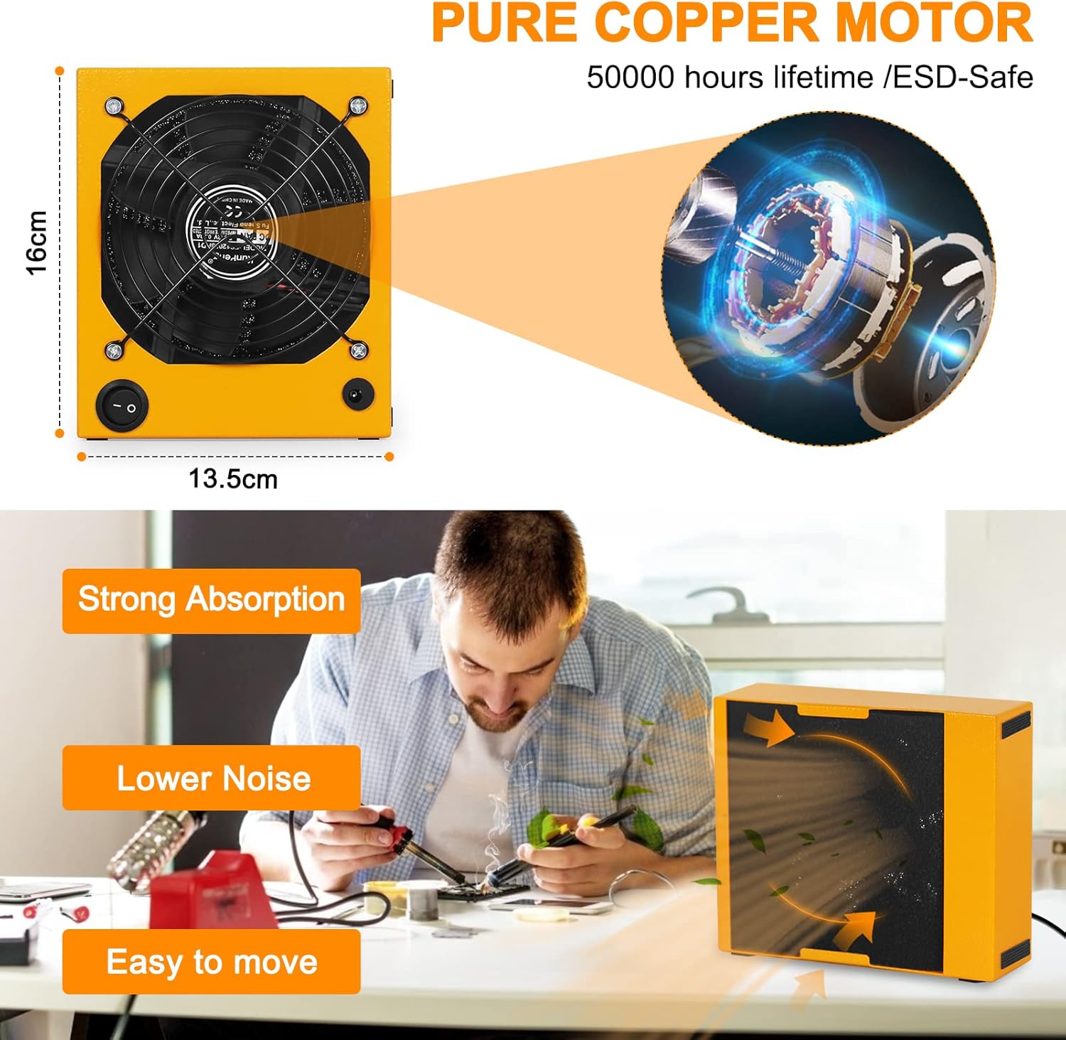 Magnetic Helping Hands Soldering Third Hand with 3X & 6X LED Magnifying Lamp, Hot Air Gun Holder,12V Solder Fume Extractor, Extra Large & Heavy Duty Base, Four Arms Solder Station for Soldering PCB