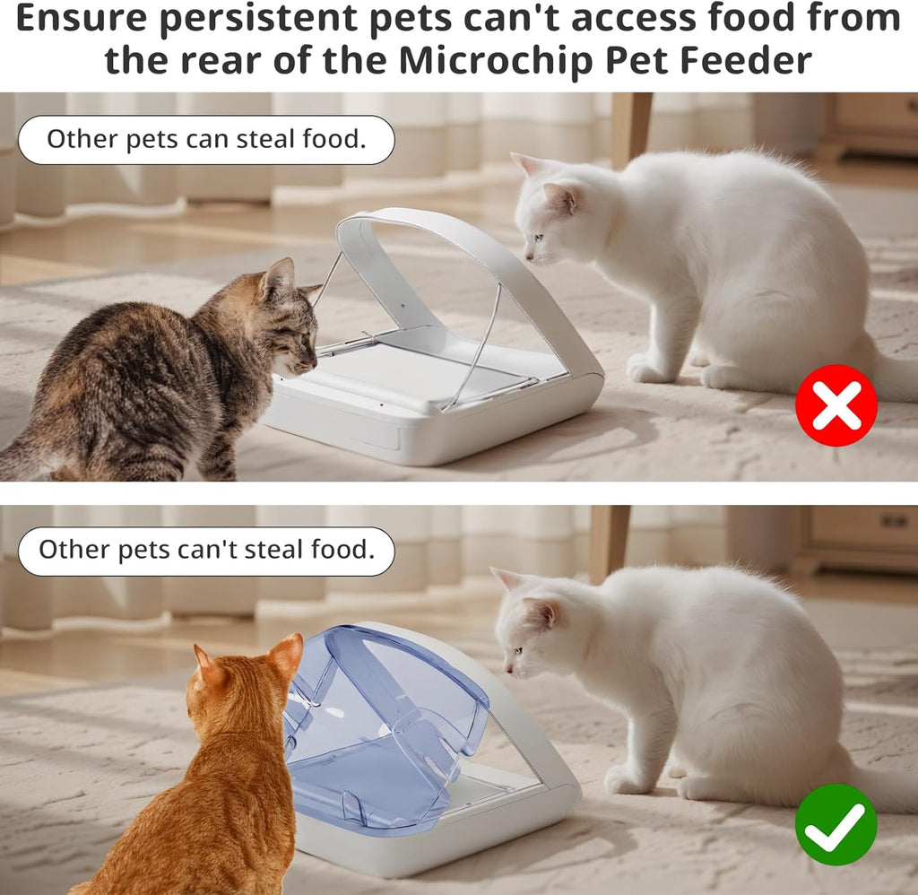Rear Cover for Automatic Microchip Cat Pet Feeder - Prevents Persistent Pet from Getting Food from The Back of The Feeder - Blue