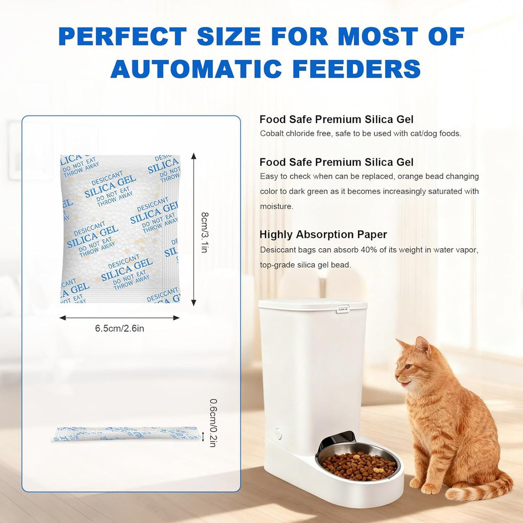 Pet Food Desiccant Bag for Most Smart Feeders, 24 Packs Replaced Desiccant Bags with Color Indicating for Automatic Cat Dog Feeder, Desiccant Bag Replacement