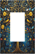Gold Tree With Birds Flowers on Branches Single Decora Outlet Wall Plate 1 Gang Rocker Decorative Switchplate Faceplate GFCI Light Switch Covers for Home Living Decor