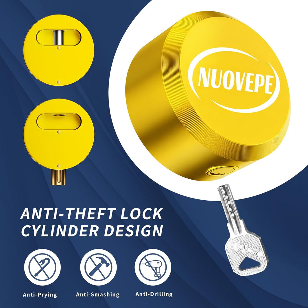 Trailer Lock Fits 2 5/16 Inch Couplers, Secures Safety Chains Anti-Theft Ball Hitch Lock, Pry-Resistant & Heavy-Duty Trailer Hitch Locks for RV | Cargo | Camper | Dump Trailer (Yellow)