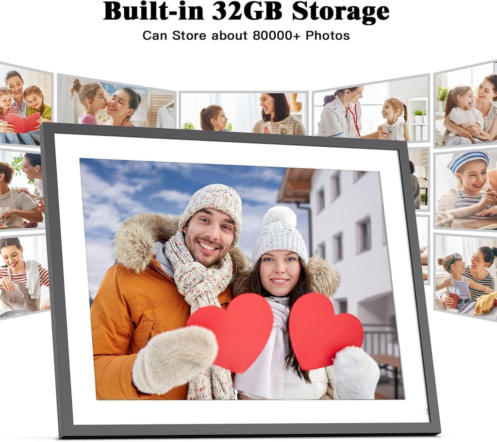 Large Digital Photo Frame 17-inch - Dual-Wifi Electronic Digital Photo Frames, 32GB Digital Photo Frame, Full Function, IPS Touch Screen, Share Photo via App Email, Free Cloud, Gift for Family Friends