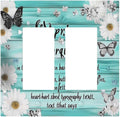 Teal Butterfly Daisy Rustic Wooden Signs Decorative Outlet Covers 2 Gang Double Gfci Rocker Electrical Wall Panels Light Switch Cover Plate For Farmhouse Cabin Decor