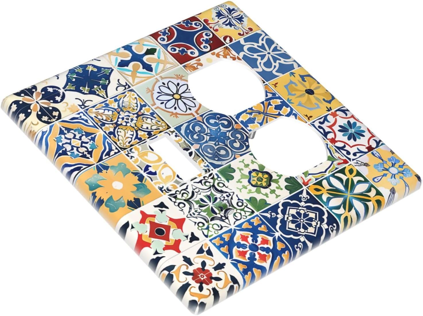 Wallplates Moroccan Traditional Mexican Talavera Til 1 Toggle 1 Duplex Switch Plate Electrical GFCI Faceplate Decorative Light Switch Covers for Kitchen Home Decor