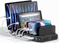 Alxum 60W 10 Port USB Charging Station Multiple Charger Station, USB Organizer Stand for iPad, iPhone Xs Max, X, 8 Plus, Samsung Galaxy, Google Pixel, LG stylo, Black (60W)
