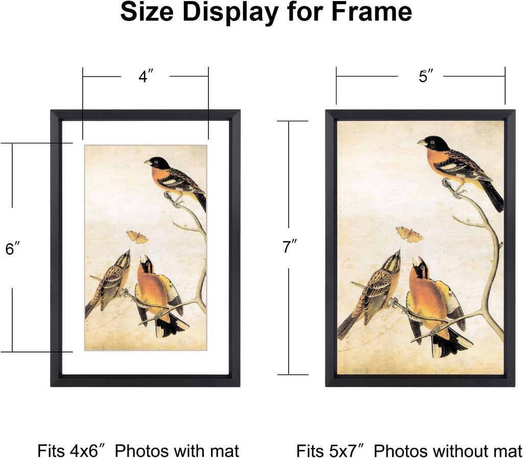 5x7 Picture Frame Set of 3, Black Metal Photo Frames with HD Glass, Fits 4x6 with Mat or 5x7 without Mat, Wall Hanging and Table Display