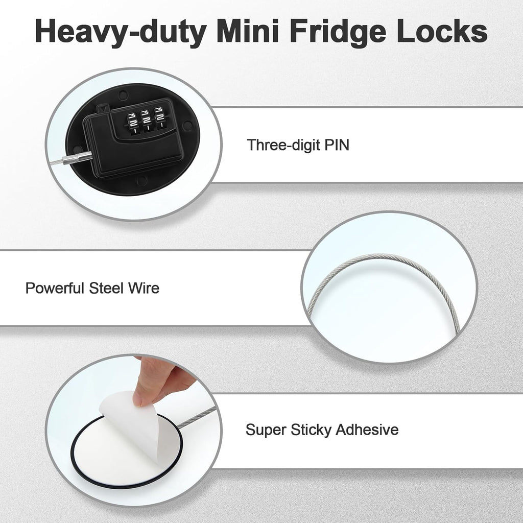 4 Pack Refrigerator Lock Combination, No-Drill Fridge Lock with Password Refrigerator Door Locking Safety Freezer Door (Black)