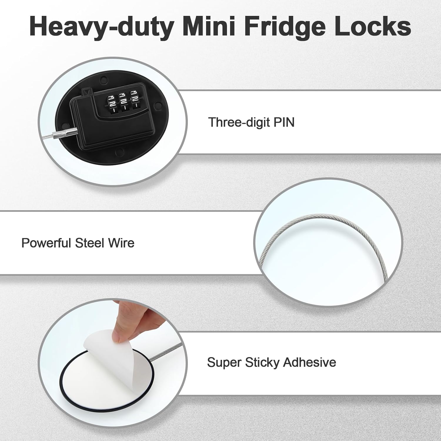 4 Pack Refrigerator Lock Combination, No-Drill Fridge Lock with Password Refrigerator Door Locking Safety Freezer Door (Black)