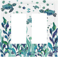 Decorative Outlet Covers Vibrant Turtle Seagrass Watercolor Painting 2 Gang Double GFCI Rocker Electrical Wall Panels Light Switch Cover Plate for Bathroom living Room Decor
