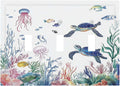 Blue Sea Turtle Ocean Fish Octopus Coral Decorative Switch Plates 3 Gang Wall Plate Triple Toggle Light Switch Cover Faceplate Electrical Wall Panels For Bathroom Kids Room Decor