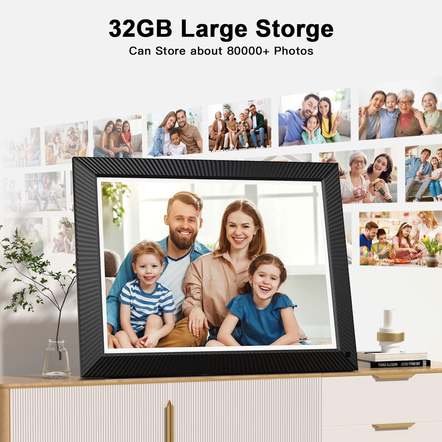 Large Digital Photo Frame 16.2"-Digital-Picture-Frame - 32GB Dual-WiFi Digital Frame, No Touch Screen, Slideshow, Load Photo Video from Phone via APP Email, Free Cloud Storage, Gift for Mom Dad