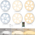 LED Closet Step Lights Motion Sensor Puck Light Compatible with Charging Station, 3 Colors Temperatures USB Rechargeable Indoor Under Cabinet Lighting(6 Pack, Without Charge Stand)