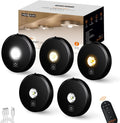 Puck Lights Cordless with Remote Control, 2200mAh Rechargeable Under Counter Lighting,3 Color Temperatures Dimmable Under Cabinet,Closet Light,Tap Light for Hallway (Black, 5PCS)