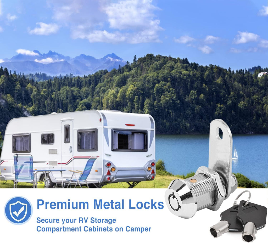 RV Storage Locks - Keyed Alike, 7/8' Fits 9/16' Max Door Thickness, Camper Trailer Cabinet Locks (6 Pack)
