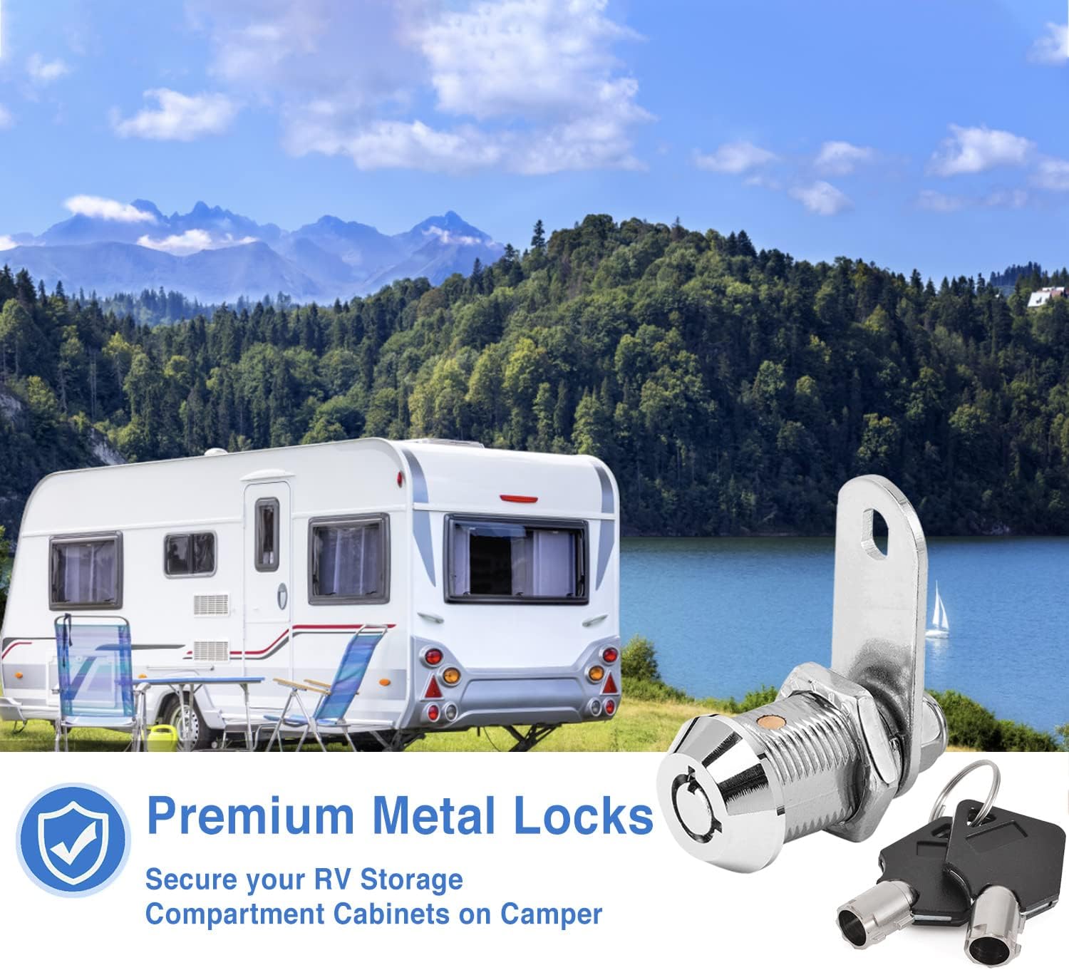 RV Storage Locks - Keyed Alike, 7/8' Fits 9/16' Max Door Thickness, Camper Trailer Cabinet Locks (6 Pack)